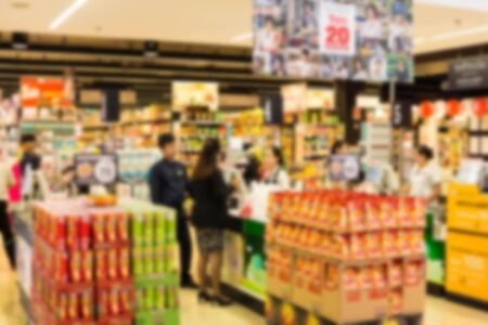 blurred supermarket at shopping mallの写真素材