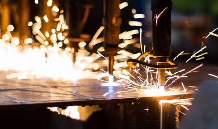 CNC gas cutting on steel plate CNC gas cutting on steel plate