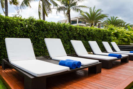 Swimming pool with relaxing seatsの写真素材