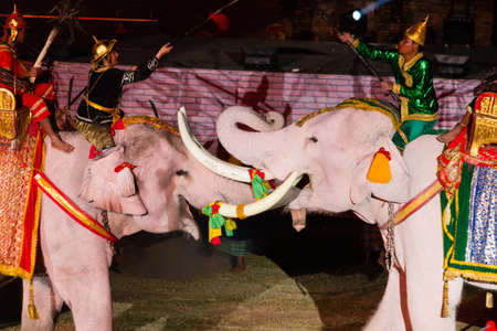 AYUTTHAYA THAILAND - DECEMBER, 9,2012- Ayutthaya Light & Sound Presentation and Thai historical acting festival on December 9-16,2012 in Wat Mahathad Ayutthaya.のeditorial素材