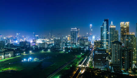 Bangkok city night view, Thailandの写真素材