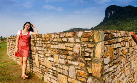 Portrait of a beautiful asia woman in the gardenの写真素材