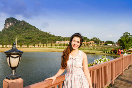 Portrait of a beautiful asia woman in the gardenの写真素材
