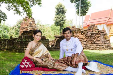 Asia Wedding couple in Thai suitの写真素材