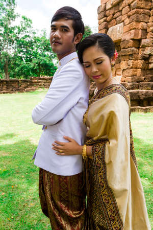 Asia Wedding couple in Thai suitの写真素材