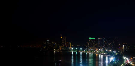 Top view of Pattaya city ,Thailand in the nightの写真素材