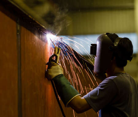 Welder in a factory の写真素材