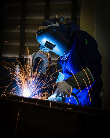 Welding steel structure in factory