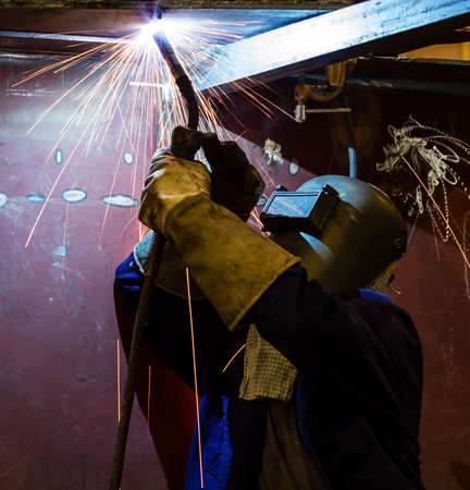 Welder doing welding workの写真素材