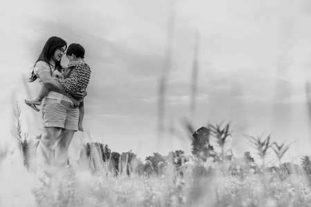 Mother and daughter in the park の写真素材