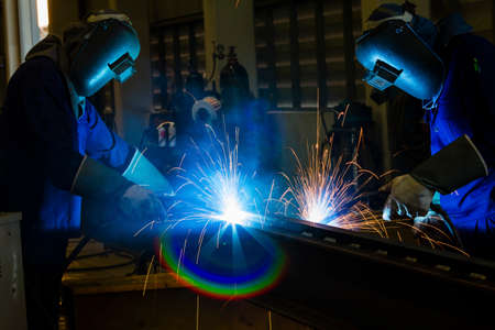 Welding with sparks の写真素材