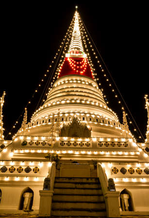 The stupa at Phra Samut Chedi in Samut Prakan, Thailand, decorated during a temple festival  の写真素材