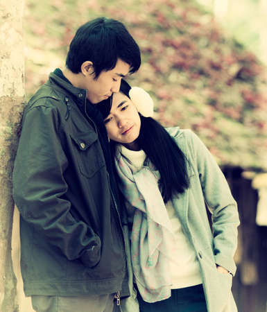 Asian romantic couple, Vintage colourの写真素材