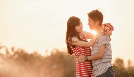 Happy Smiling Couple in loveの写真素材