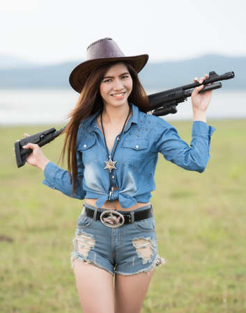 Sexy brunette woman with amazing hair in hat