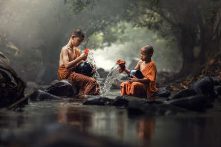Novice Monk in Thailandの写真素材