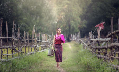 Thai local woman workingの写真素材