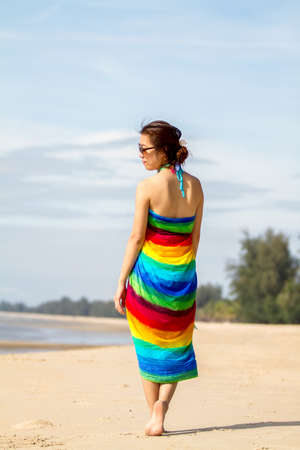 Woman on the beachの写真素材