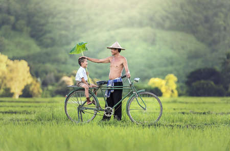 Biker family father and sonの写真素材