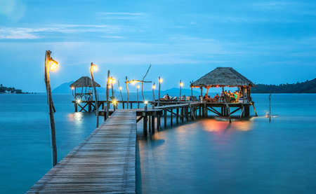 Paradise. Vacations And Tourism Concept. Tropical Resort. Jetty on Koh Mak Island, Trad,Thailandの写真素材