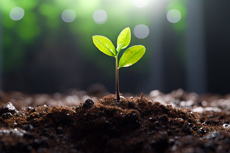 Plant tree in neutral background Close-Up Of Fresh Green Plant, Generative AIの素材
