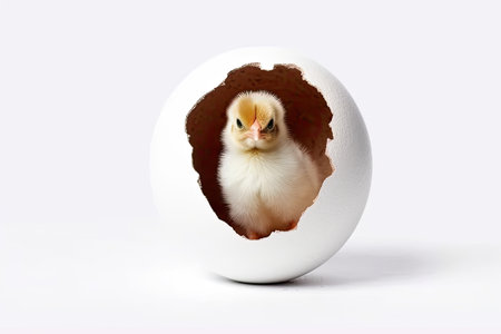 Little baby chick hatching out of his egg, Generative AIの素材