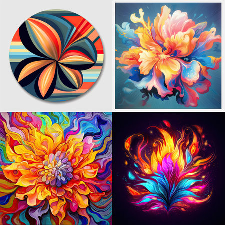 Icon of Beautiful abstract colorful flower, Generative AIの素材
