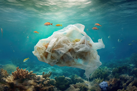 Plastic bag under the sea, Generative AIの素材