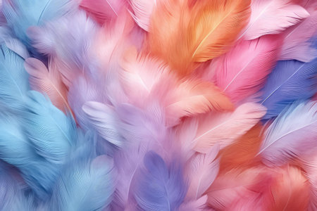 Pastel colour feather abstract background, Generative AIの素材