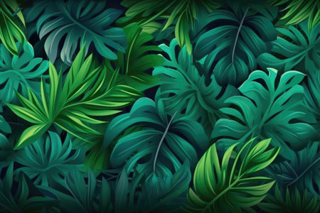 Nature leaves, green tropical forest, backgroundの素材