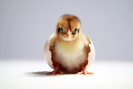 Little baby chick hatching out of his egg, Generative AIの素材