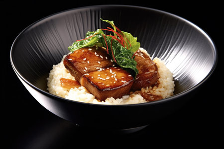 Foie gras rice in bowl. Foie Gras Donの素材