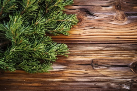 Juniper tree, close-up of wooden plank, wooden texture, plants background, Generative AIの素材