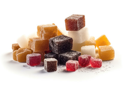Various types of sugar on white backgroundの素材