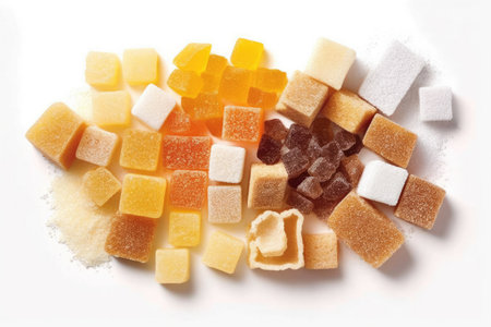 Various types of sugar on white backgroundの素材