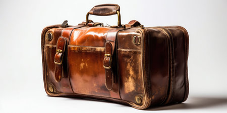 Vintage a bag suitcase on isolate white backgroundの素材