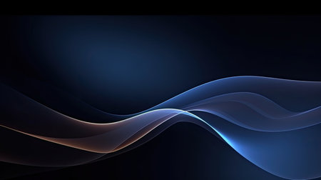 Abstract luxury glowing lines curved overlapping on dark blue background. Template premium award designの素材