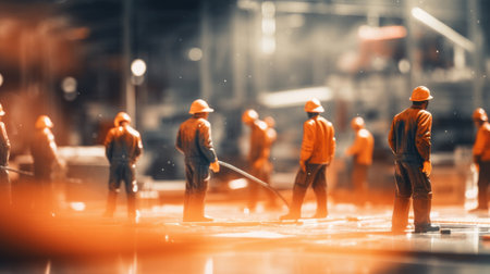 Toys Model of People in overalls in construction siteの素材
