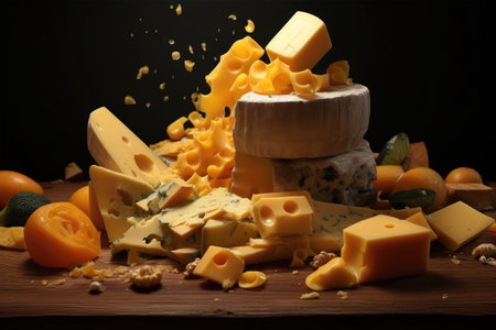 Photo delicious pieces of cheeseの素材