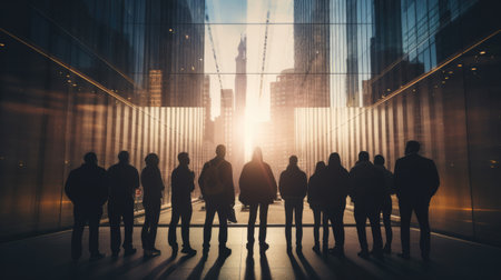 Rearview of Group of People Looking Building Metropolitan Conceptの素材