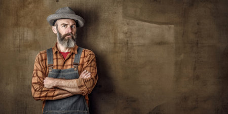 Portrait of a craftsman standing with confidence, Generative AIの素材