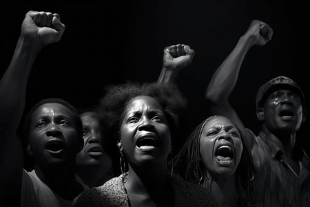 Black history month holiday celebration. Independent Strong black people poster. Confident black person, Generative AIの素材