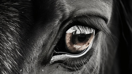 Monochrome closeup of a Horse Eyeの素材