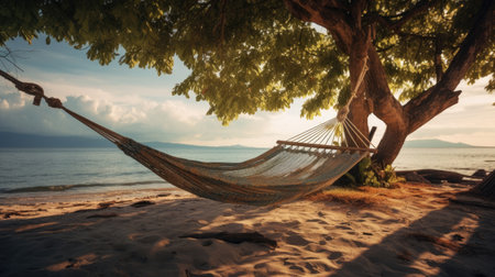 A hammock at the beachの素材