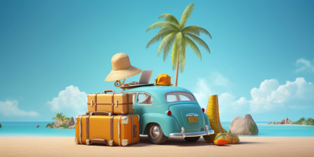 Ready for summer vacation, travel backgroundの素材
