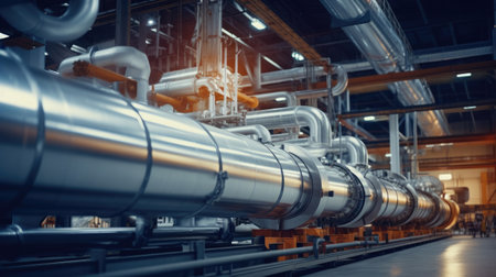 Pipeline Parts in the Middle of Enormous Heavy Industry Manufacturing Factoryの素材