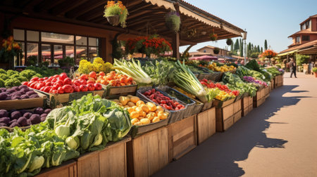 Local Inspirations and Fresh Crops Market.The Summit of Freshness and Naturalness: Market Place.の素材