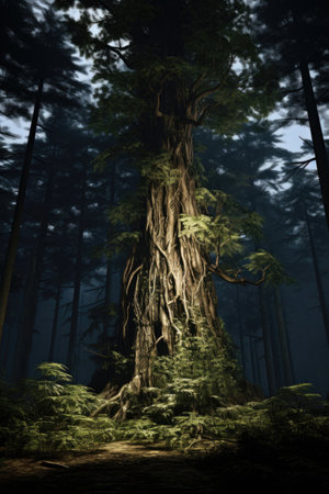 An old tree above the ground. Cypress treesの素材