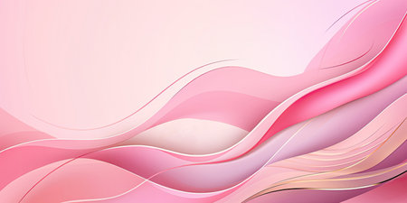 Beauty make up banner template. Lip cosmetic products with decorative lines on pink background.の素材