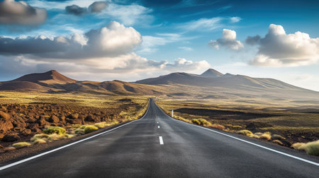 Image related to unexplored road journeys and adventures.Road through the scenic landscape to the destinationの素材